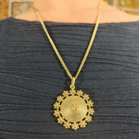 Collier Doré Chaine & Pendentif indien - Mandala Fleur