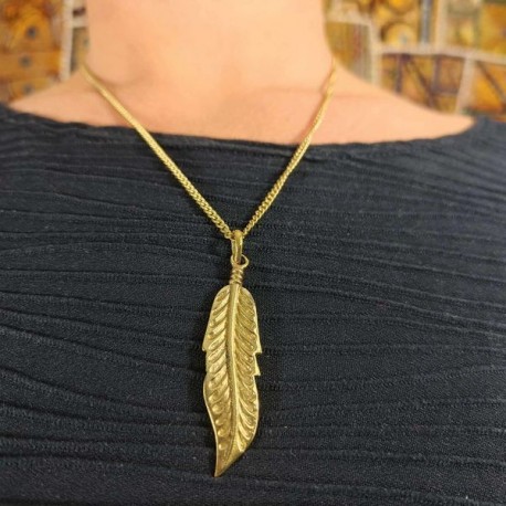 Collier Doré Chaine & Pendentif indien - Feuille