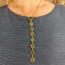 Collier Doré Chaine & Pendentif indien - 7 Chakras