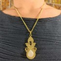 Collier Doré Chaine & Pendentif indien - Diwali 2 Pierres