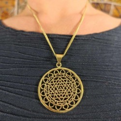 Collier Doré Chaine & Pendentif indien - Yantra