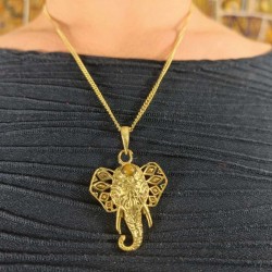 Collier Doré Chaine & Pendentif indien - Elephant