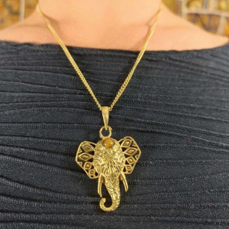 Collier Doré Chaine & Pendentif indien - Elephant