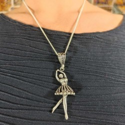 Collier Pendentif indien Argenté - Danseuse