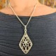 Collier Pendentif indien Argenté - Losange Fleur
