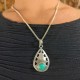 Collier Pendentif indien Argenté - Turquoise