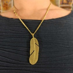 Pendentif et Chaine indienne - Plume