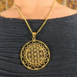 Pendentif et Chaine indienne - Fleur de Vie