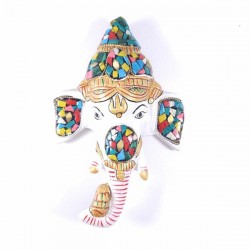 Masque mural de Ganesh avec pierres incrustées