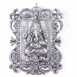 Masque mural de Ganesh métal blanc