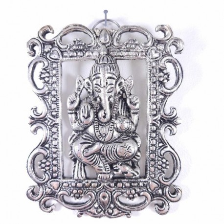 Masque mural de Ganesh métal blanc