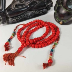 Chapelet Mala en Os rouge et perles