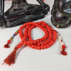 Chapelet Mala en Os orange et perles