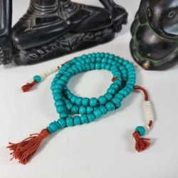 Chapelet Mala en Os turquoise et perles