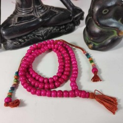 Chapelet Mala en Os rose et perles