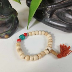 Bracelet Chapelet Bouddhiste os blanc et perles