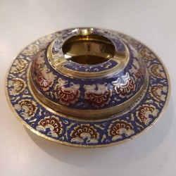 Cendrier bleu en laiton fabrication artisanale Indienne