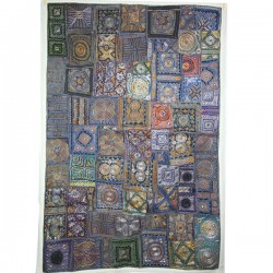 Patchwork indien de luxe fil or et argent