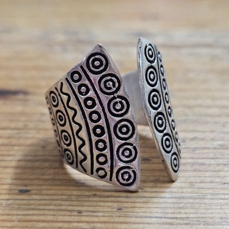 Bague Bonne vibration en métal argenté réglable