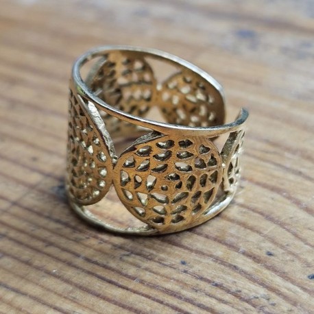 Bague soleil en métal doré Indienne