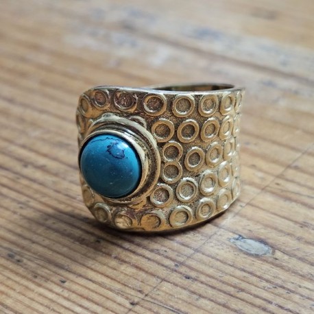 Bague Indienne métal doré avec Pierre