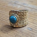 Bague Indienne métal doré avec Pierre