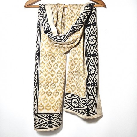 Echarpe-Châle-Paréo Block-Print artisanat Inde