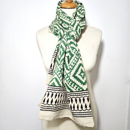Echarpe-Châle-Paréo Block-Print fait main Inde