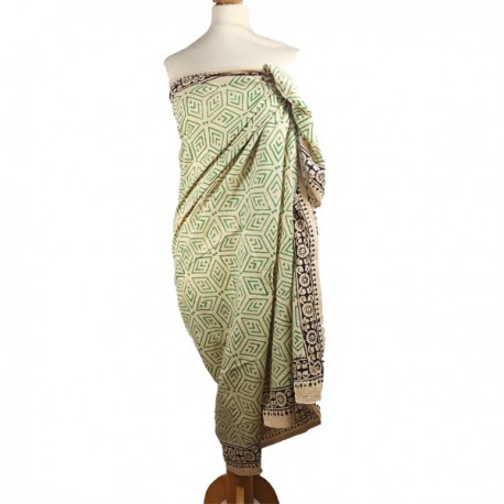 Foulard- paréo en coton BlockPrint Artisanat Inde