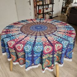 Grande Tenture-Nappe Indienne ronde coton