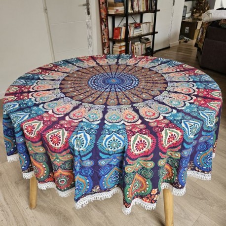 Grande Tenture-Nappe Indienne ronde coton