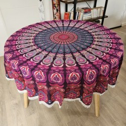 Nappe-Tenture ronde 100 % coton impression artisale Inde