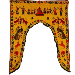 Ancien Dessus de Porte Indien Jaune