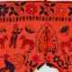 Ancien Dessus de Porte Indien rouge