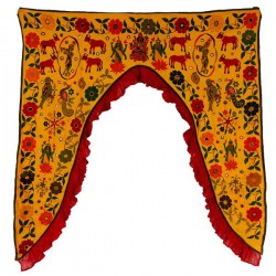 Ancien Dessus de Porte Indien Jaune