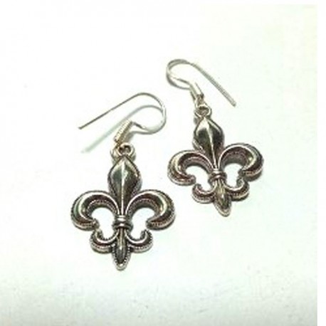 boucle oreille argenté Fleur de Lys