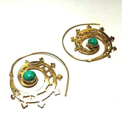 Boucles oreilles Pierre verte