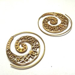 Boucles oreilles Indiennes Dorées Spirale