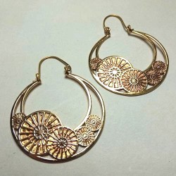 Boucles oreilles Dorées Roues du Temps