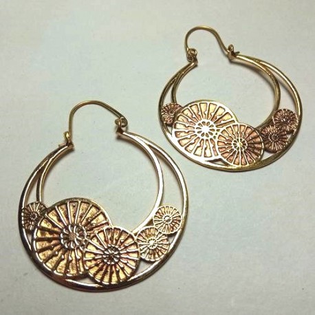 Boucles oreilles Dorées Roues du Temps