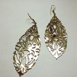 Boucles oreilles Dorées Maxi Feuille