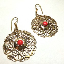 Boucles oreilles Inde Vintage Rouge