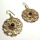 Boucles oreilles Inde Rosace Pierre Noire
