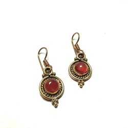 Boucles oreilles Inde Pierre Rouge