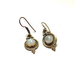 Boucles oreilles Inde Pierre Blanche