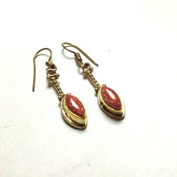 Boucles oreilles Inde Pierre Rouge Paillette