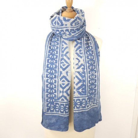 Foulard- paréo en coton BlockPrint Artisanat Inde