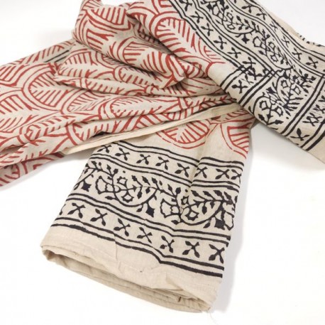 Foulard en coton BlockPrint Artisanat Inde