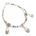 Chaine de cheville Perles et Métal argenté indienne