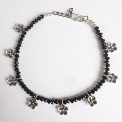 Chaine de cheville Perles et Métal argenté indienne